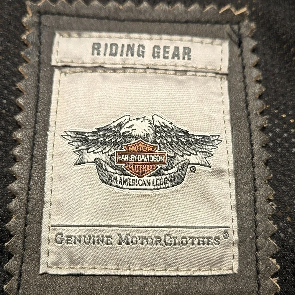 Harley-Davidson Leather Jacket Size 1W Unique Distressed Black Yellow Ivory - Picture 13 of 15